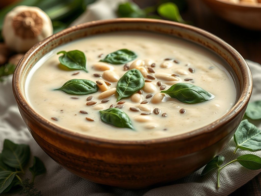 Creamy Bean Soup with Spinach and Fennel